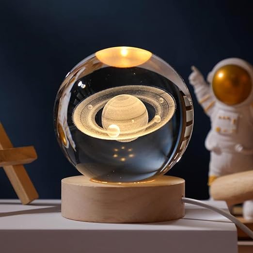 Solar Space Crystal Ball Light for Ambient Decor with Astronaut