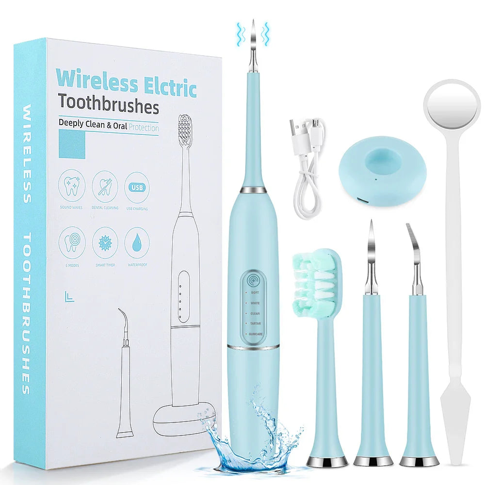 Sonic Teeth Cleaning Device Set with Plaque Removal Tips