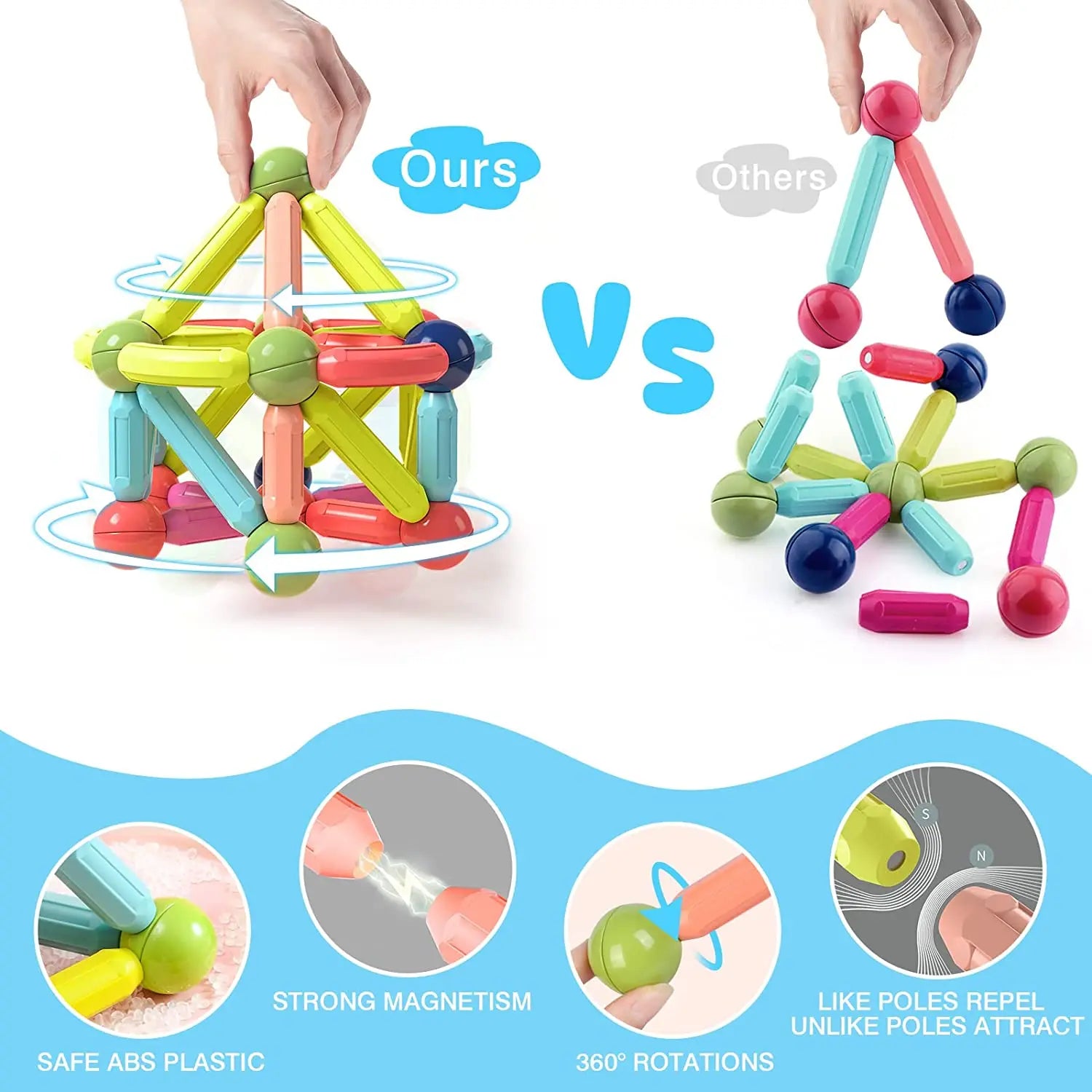Montessori Magnetic Building Blocks Set for Kids - Creative Play