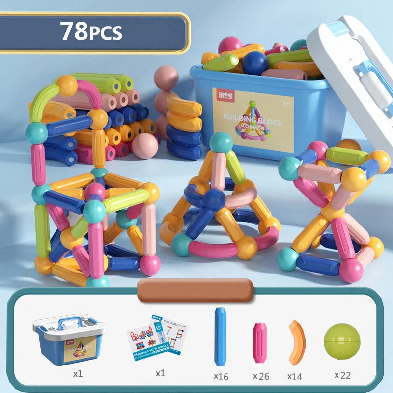 Montessori Magnetic Building Blocks Set for Kids - Creative Play