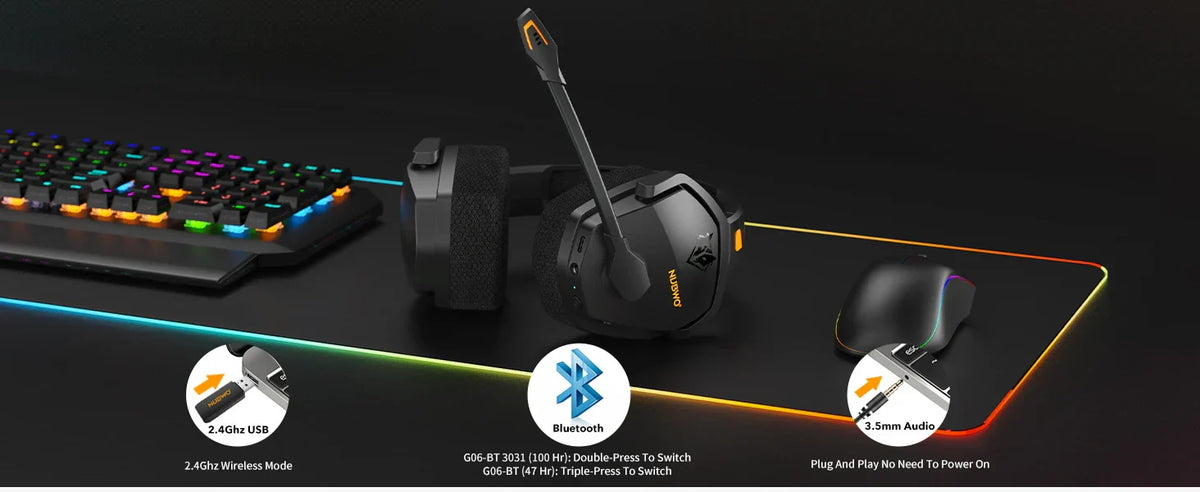 Wireless Gaming Headset with Microphone and Noise Reduction
