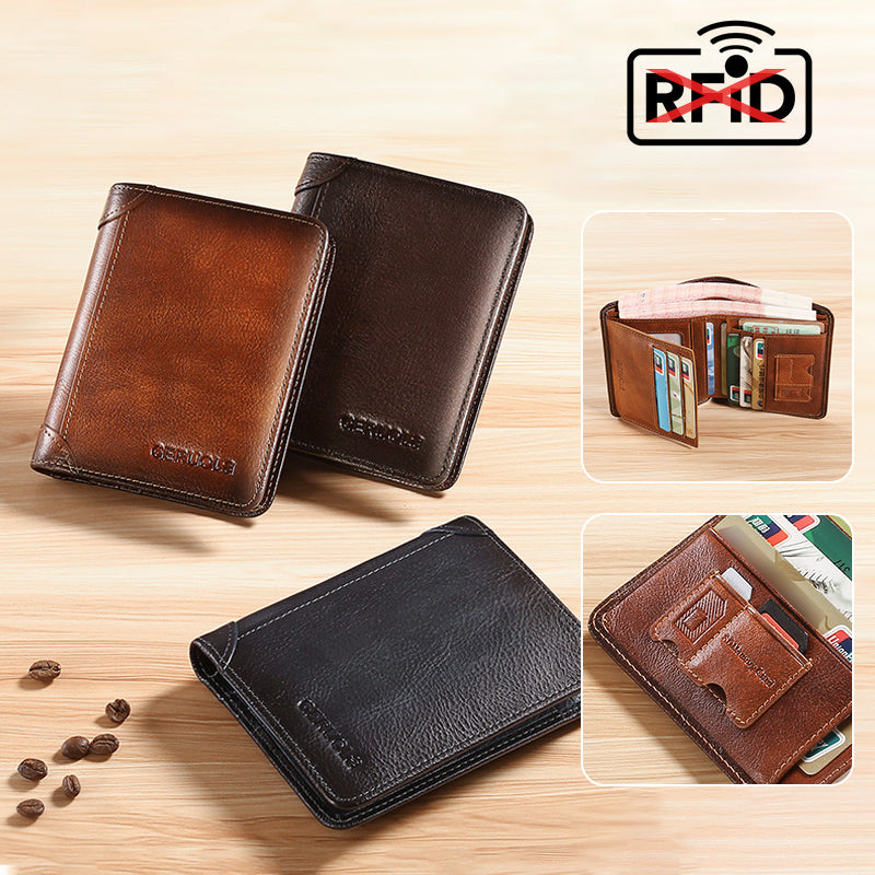 Slim RFID Blocking Leather Wallet for Men