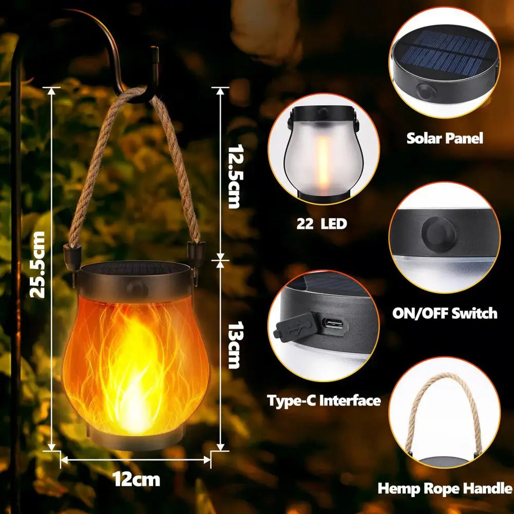 Solar Lantern Light with Flickering Flame Effect