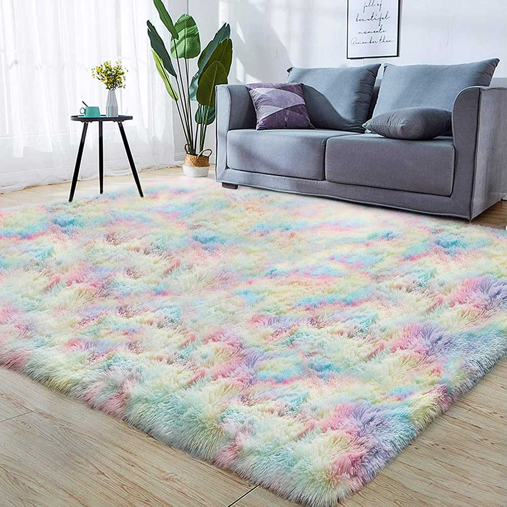 Soft Rainbow Area Rug for Cozy and Colorful Home Decor