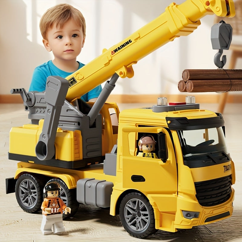 Crane Truck Toy with Lights Sounds and Movable Parts for Kids