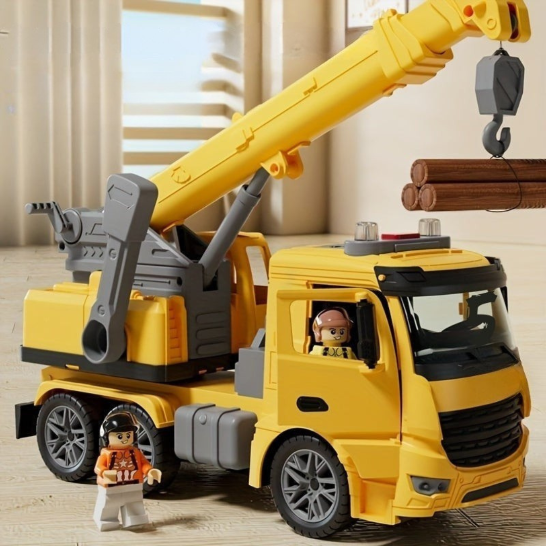 Crane Truck Toy with Lights Sounds and Movable Parts for Kids
