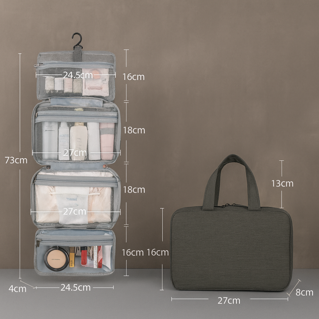 Multi-Compartment Toiletries and Organizer with Storage Pockets