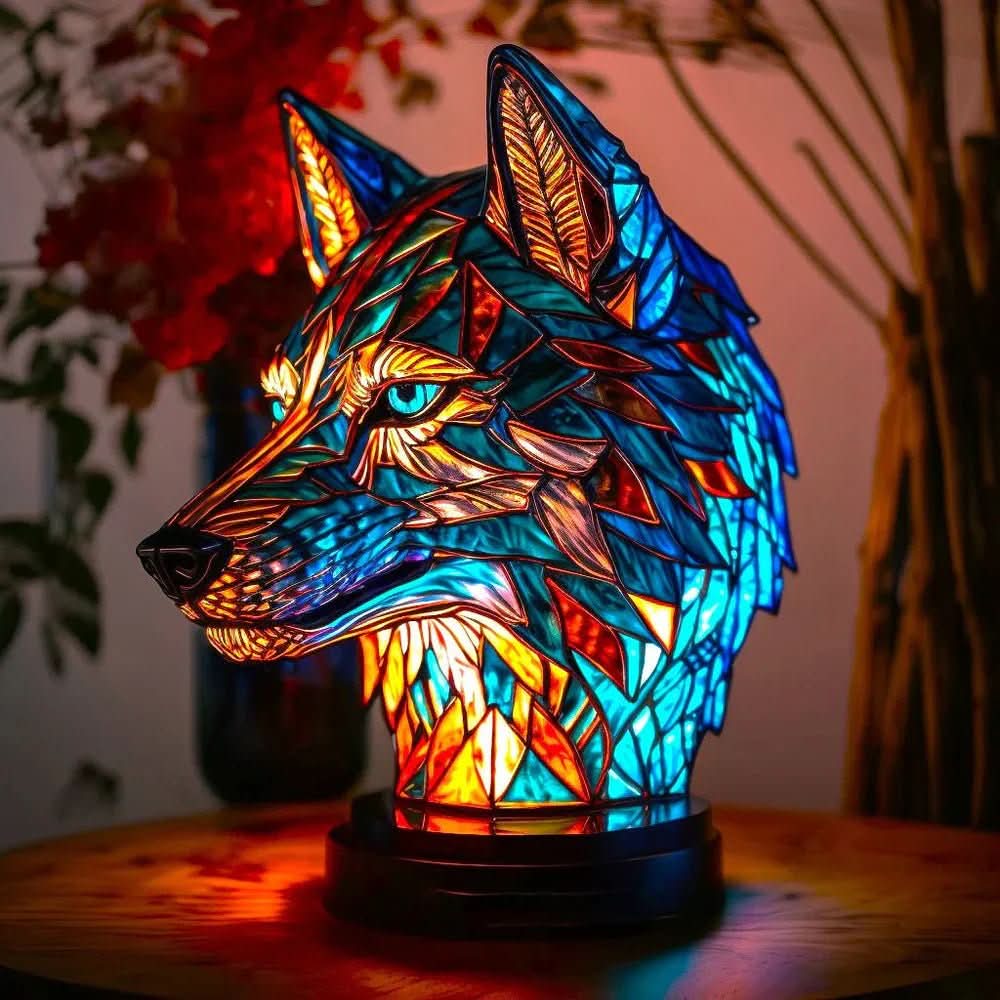 Animal Stained Glass Table Lamp with Multicolored