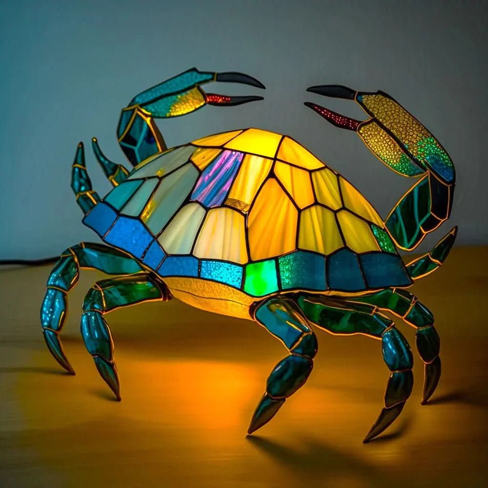 Animal Stained Glass Table Lamp with Multicolored