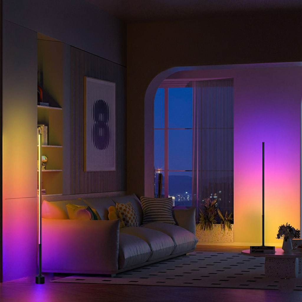 RGB LED Corner Floor Lamp for Living Room Ambient Lighting