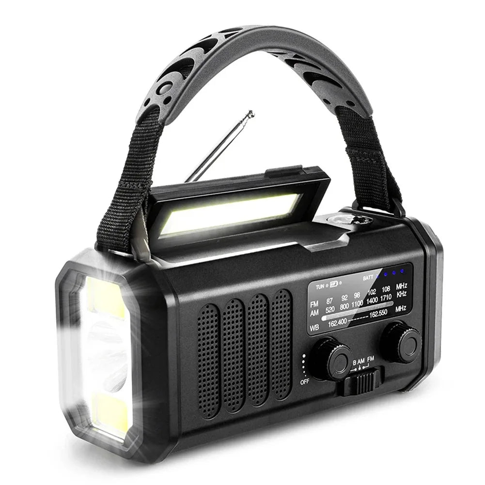 Portable Emergency Radio with Solar and Hand Crank Charging
