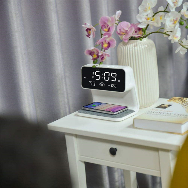 Digital 3-in-1 Bedside Lamp with Wireless Charger