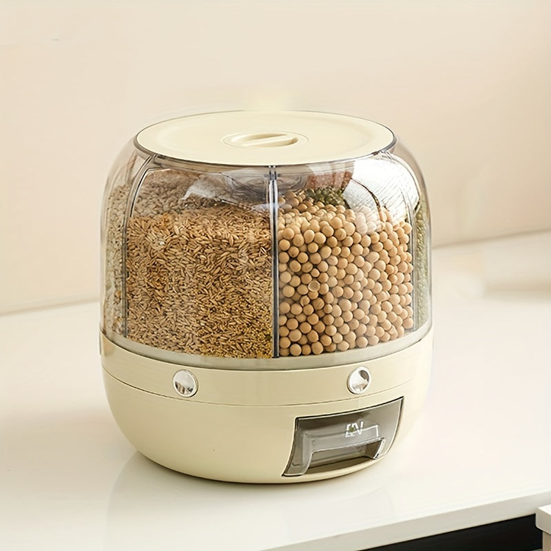 Rotating Grain Storage Container with Lid