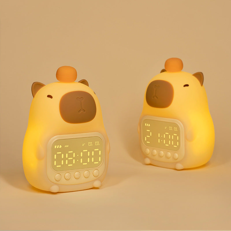 Capybara Night Light with LED Glow and Alarm Clock for Kids