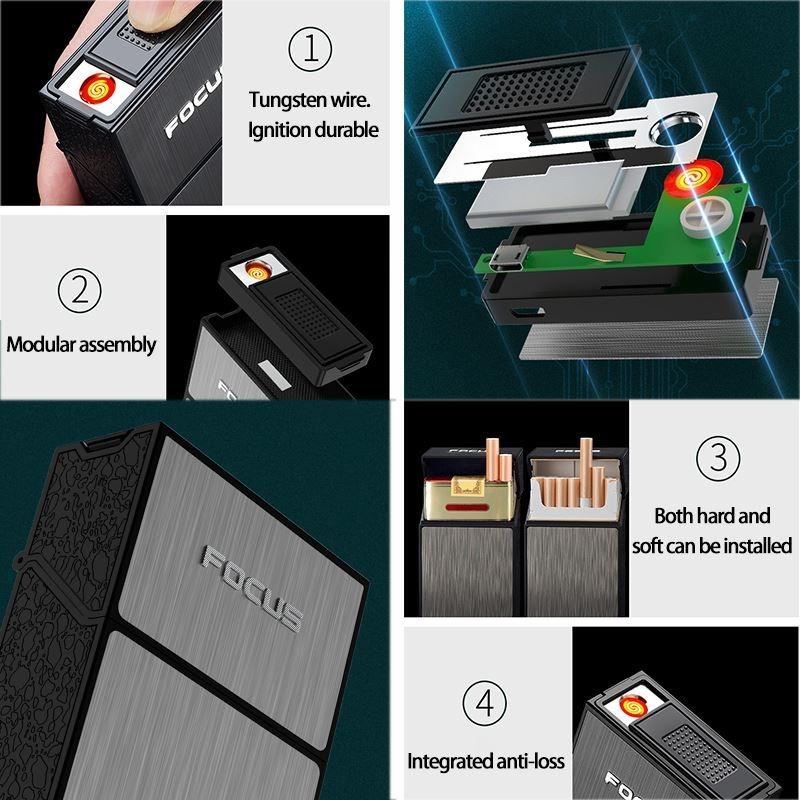 Rechargeable Coil Lighter with Integrated Cigarette Case