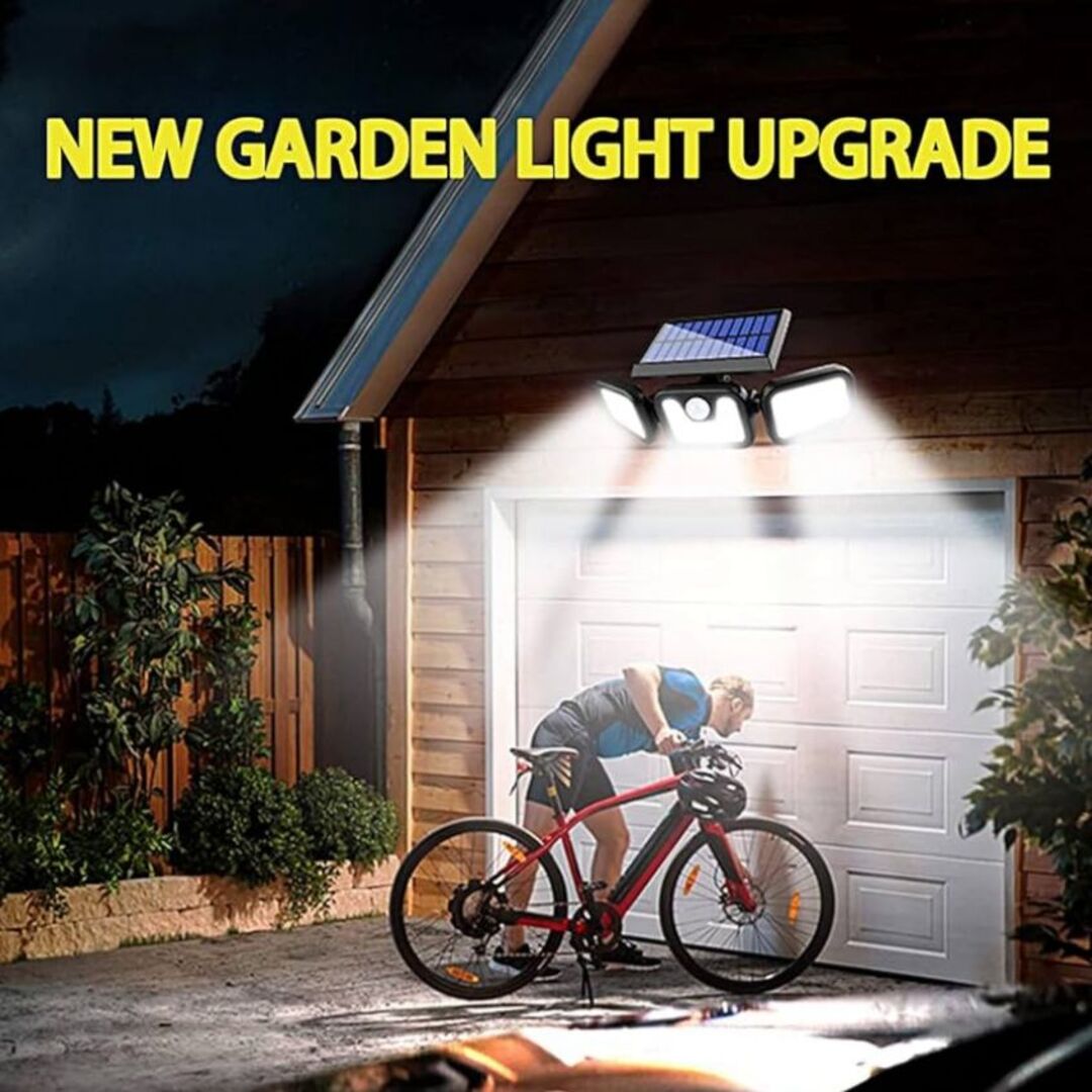 Triple-Head Solar Power Security Light for Home and Garden