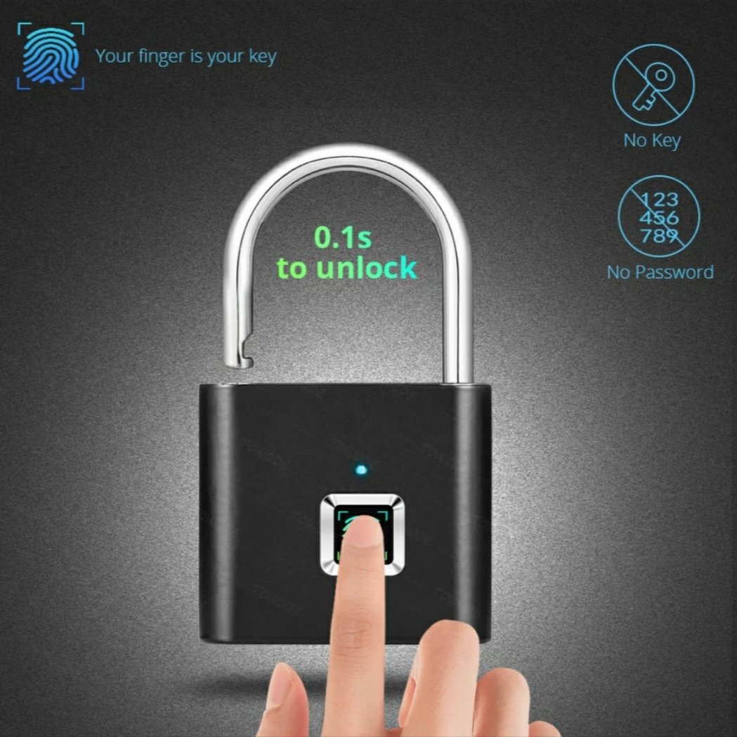 Smart Fingerprint Padlock with USB Rechargeable Battery