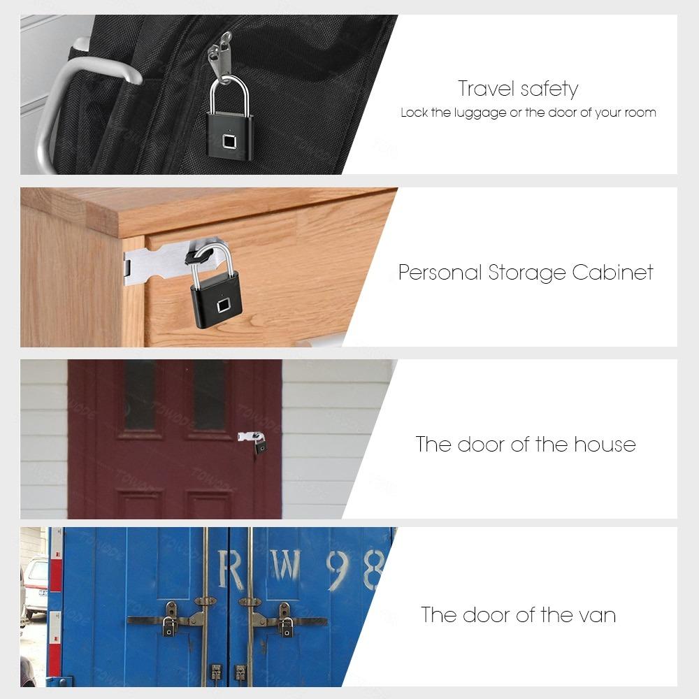 Smart Fingerprint Padlock with USB Rechargeable Battery