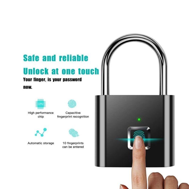 Smart Fingerprint Padlock with USB Rechargeable Battery