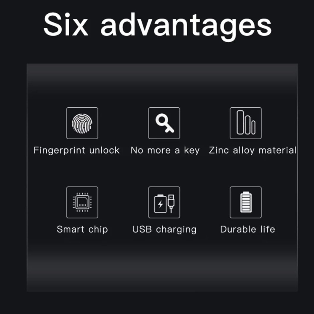 Smart Fingerprint Padlock with USB Rechargeable Battery