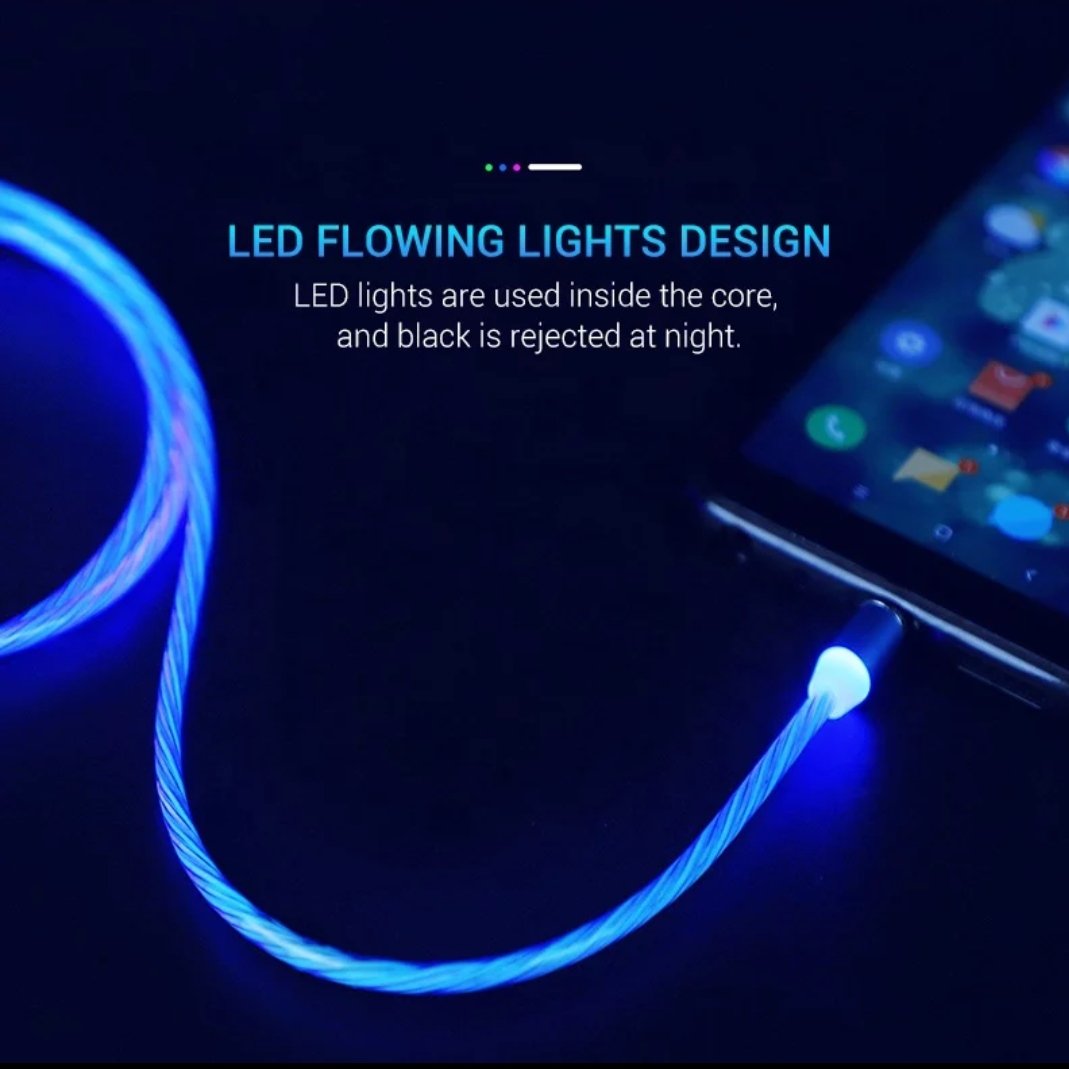 Glowing USB Charging Cable with Flowing Light Effect
