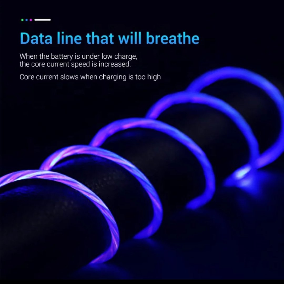 Glowing USB Charging Cable with Flowing Light Effect