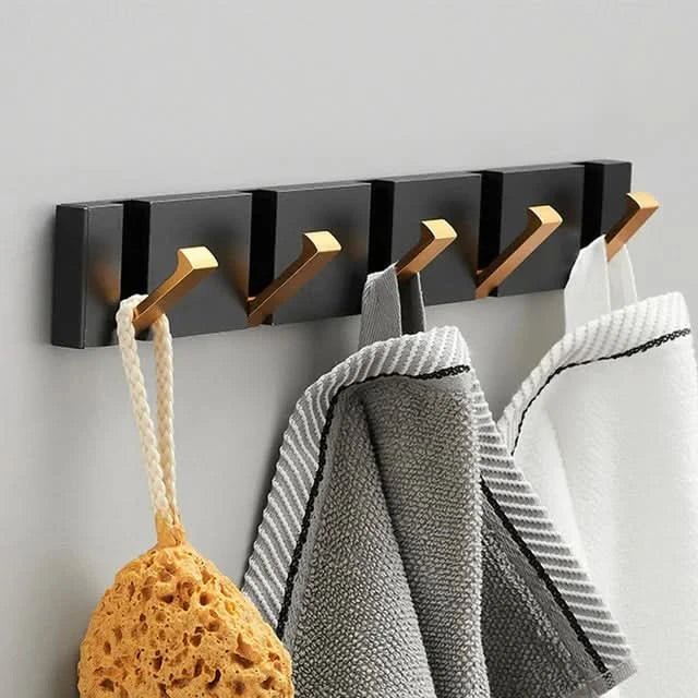 Minimalist Stainless Steel Hook Rack with Retractable Hooks