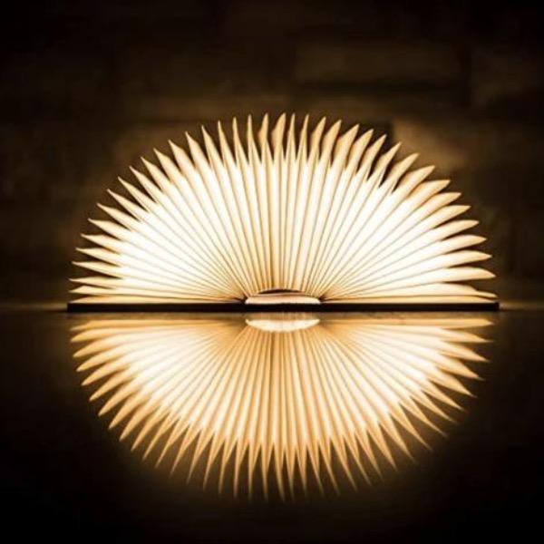 Foldable Book Lamp Night Light with Wooden Cover