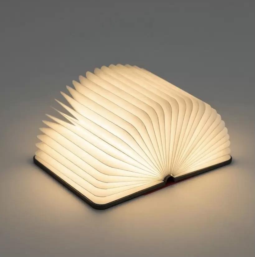Foldable Book Lamp Night Light with Wooden Cover