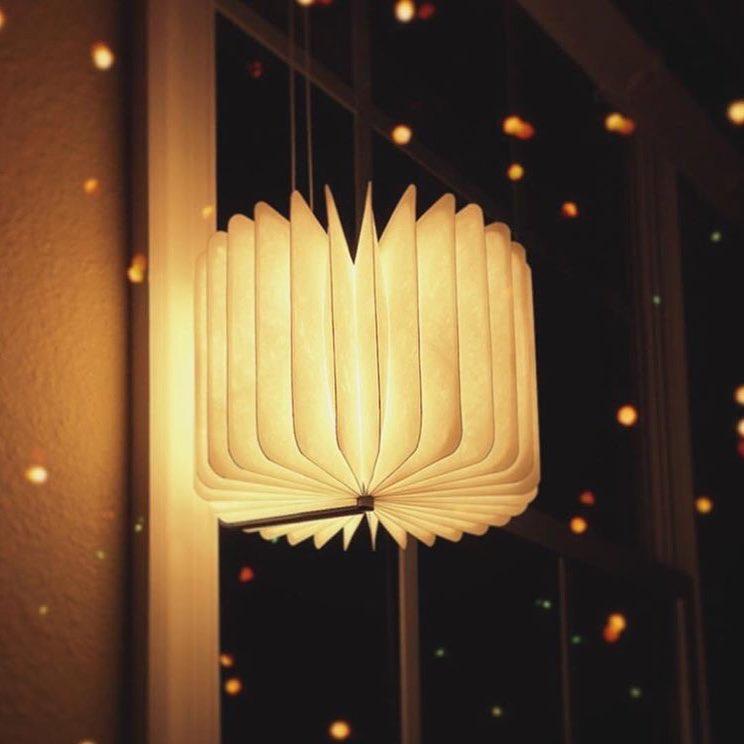 Foldable Book Lamp Night Light with Wooden Cover