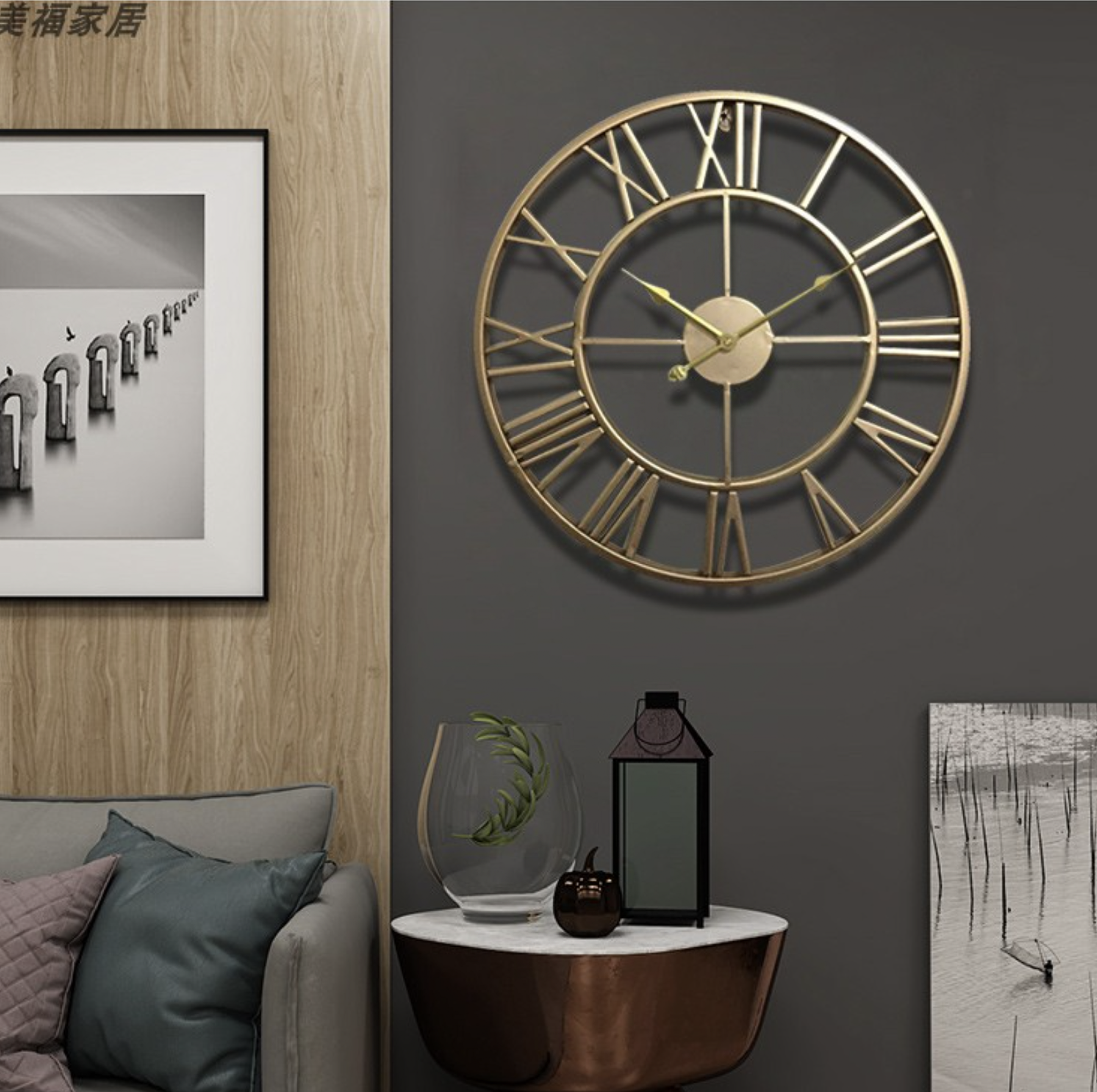 Round Skeleton Wall Clock - Hanging Decor for Living Room