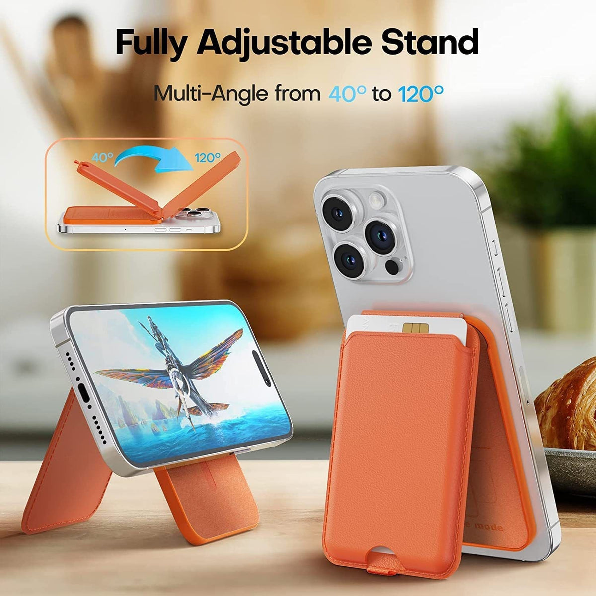 Magnetic Wallet and Phone Stand with Clip for Secure Carry