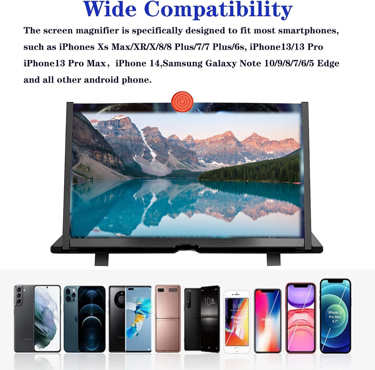 Phone screen magnifier compatible with most smartphones