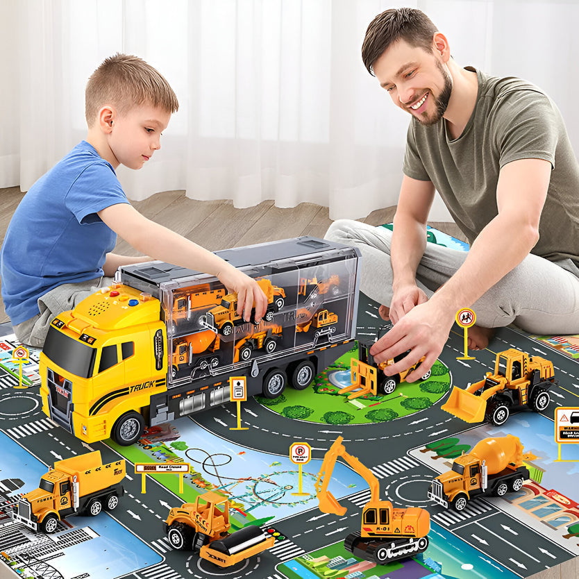 Creative Construction Toy Set with Vehicles and Tools