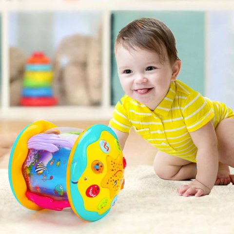 Sensory Baby Drum Toy with Lights and Music