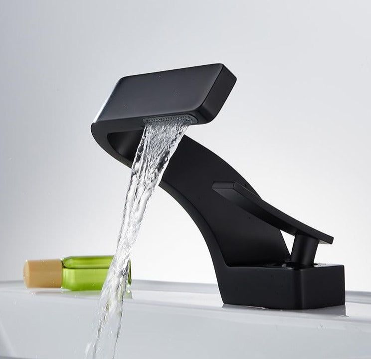 Hot and Cold Curved Faucet - Deck Mounted Waterfall