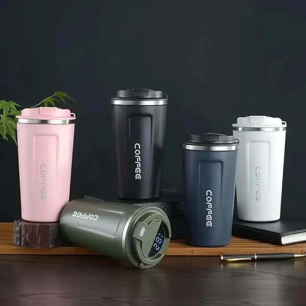 Stainless Steel Mug with Temperature Display for Hot and Cold Drinks