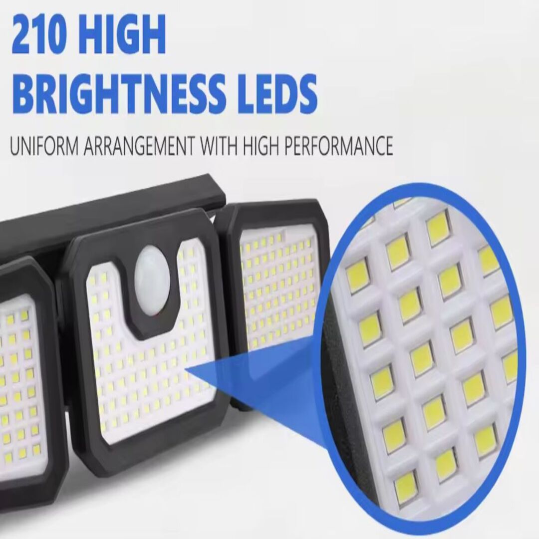 Triple-Head Solar Power Security Light for Home and Garden
